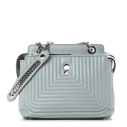 Fendi Shiny Nappa Trapuntata Chain Small DotCom Click Chain Satchel Pale Blue 1 of 11