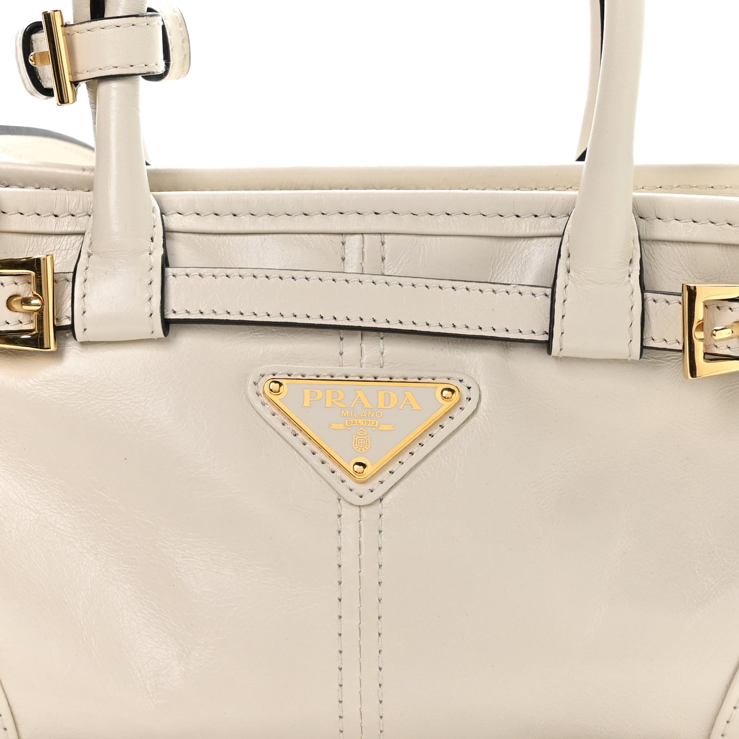 Glossy Calfskin Triangle Mini Bonnie Hand Bag White
