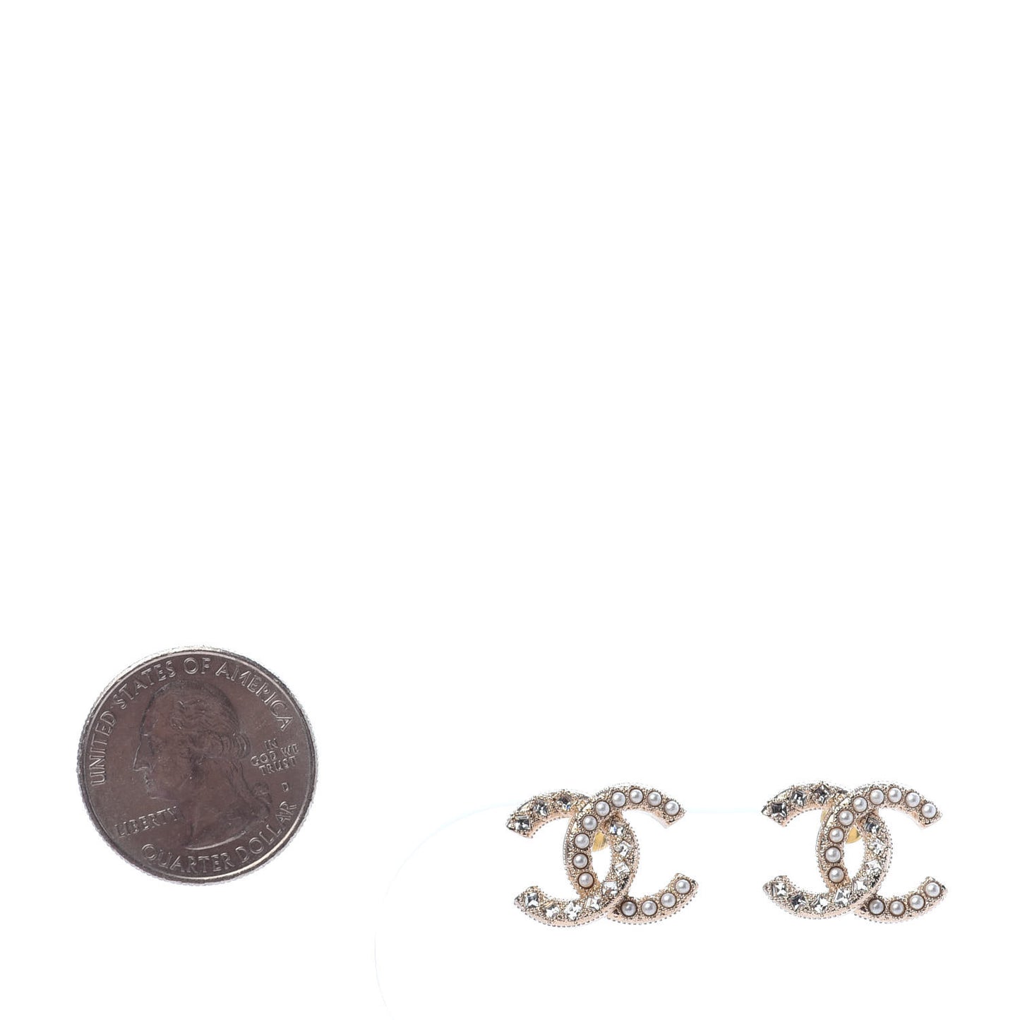 Pearl Crystal CC Earrings Gold