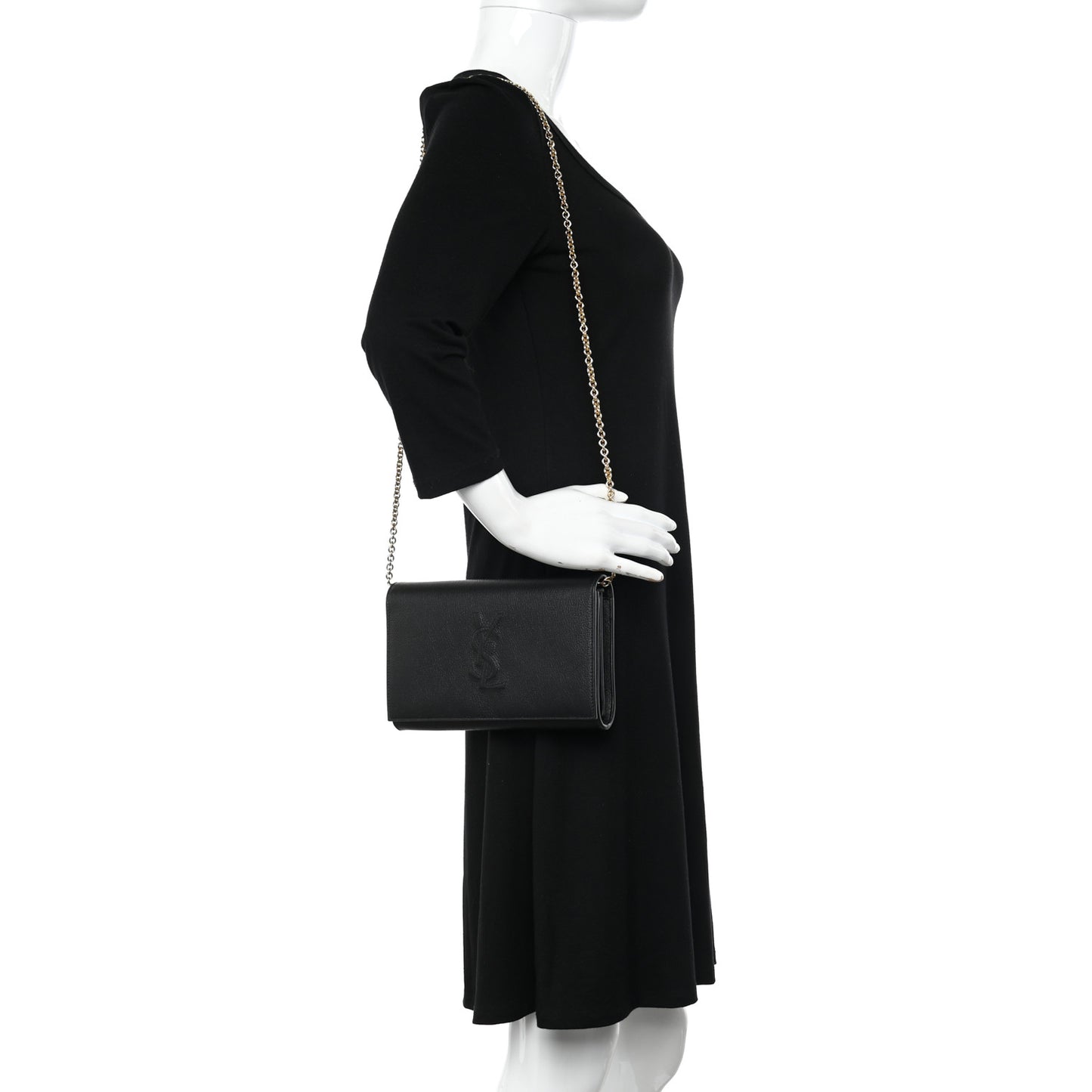 Calfskin Monogram Belle de Jour Chain Clutch Black