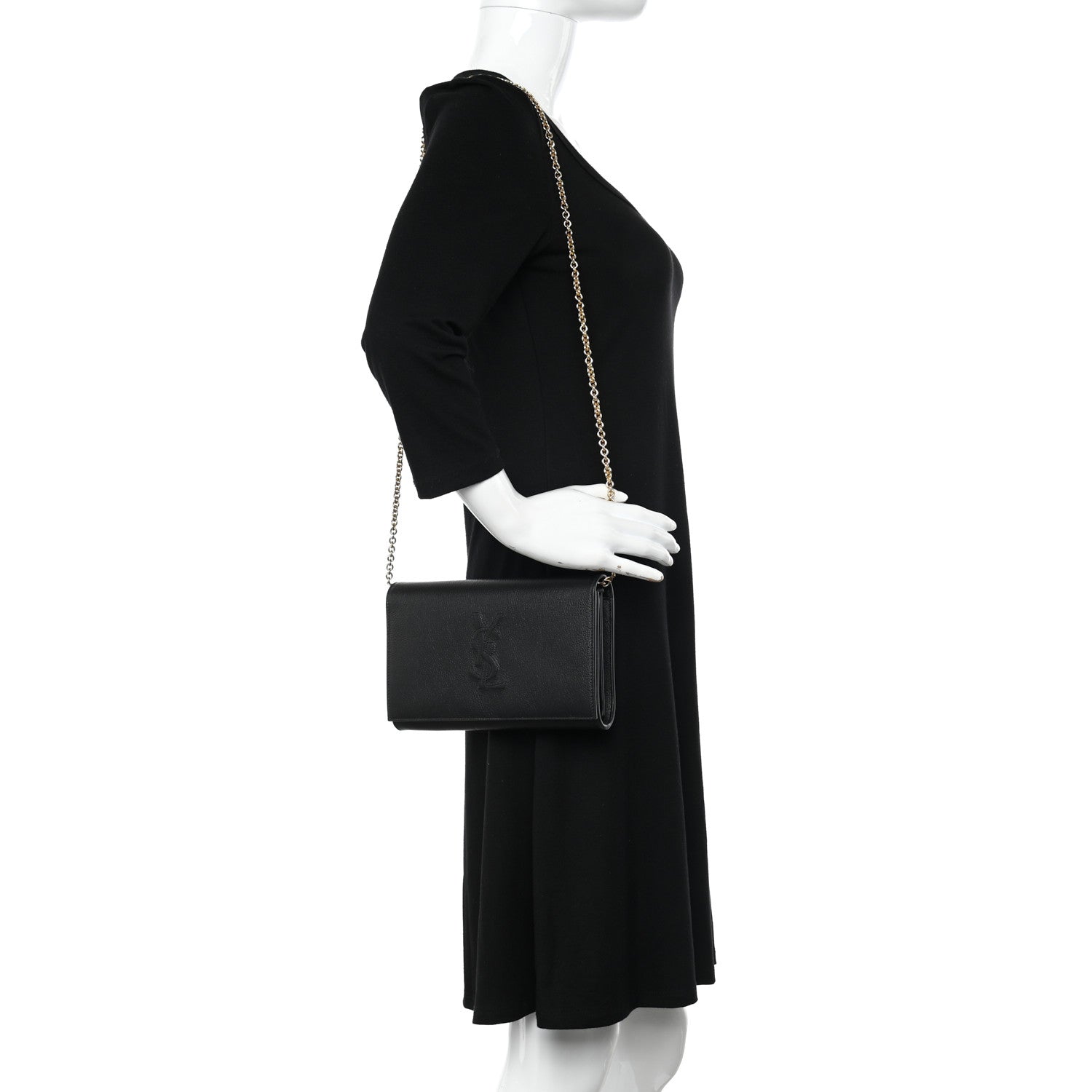 Saint Laurent Calfskin Monogram Belle de Jour Chain Clutch Black 2 of 13