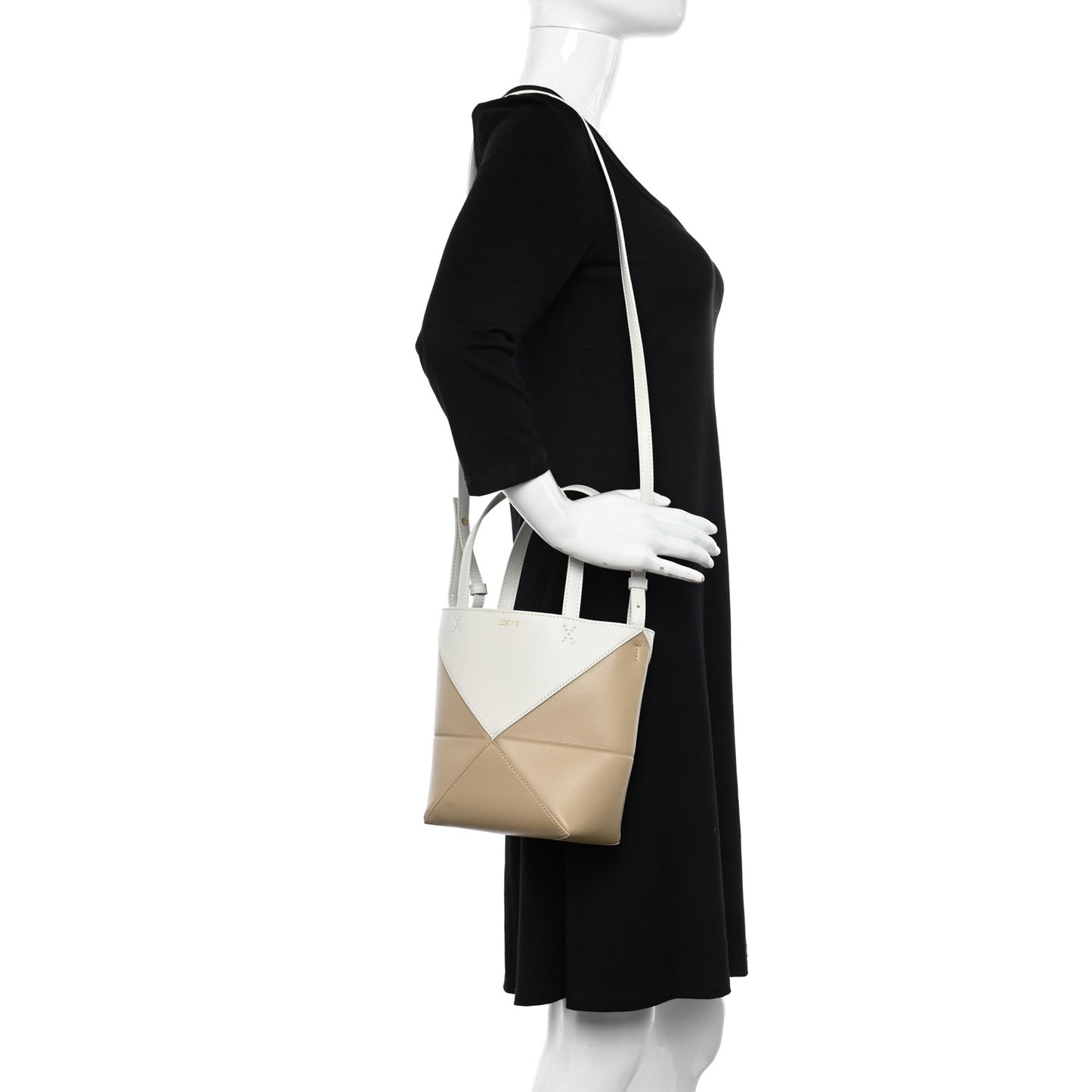 Shiny Calfskin Mini Puzzle Fold Tote Soft White Paper Craft