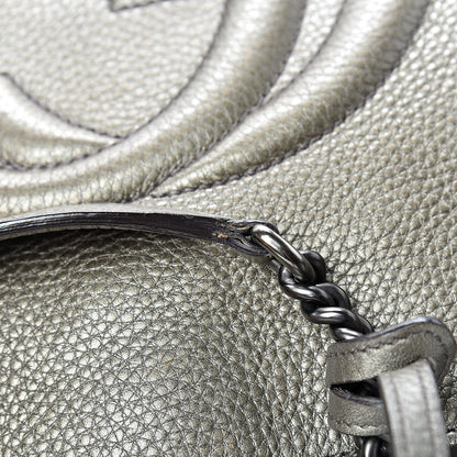 Gucci Metallic Pebbled Calfskin Medium Soho Chain Shoulder Bag Sasso 13 of 14