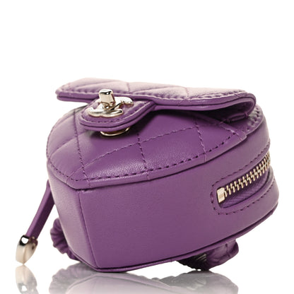 Chanel Lambskin Quilted CC In Love Heart Zipped Arm Coin Purse Purple 8 of 9