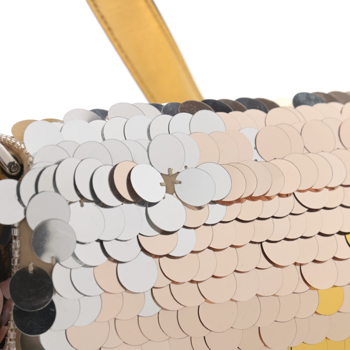 Sequin Paillettes Vitello Laminato Striped Baguette 1997 Oro Sfumato