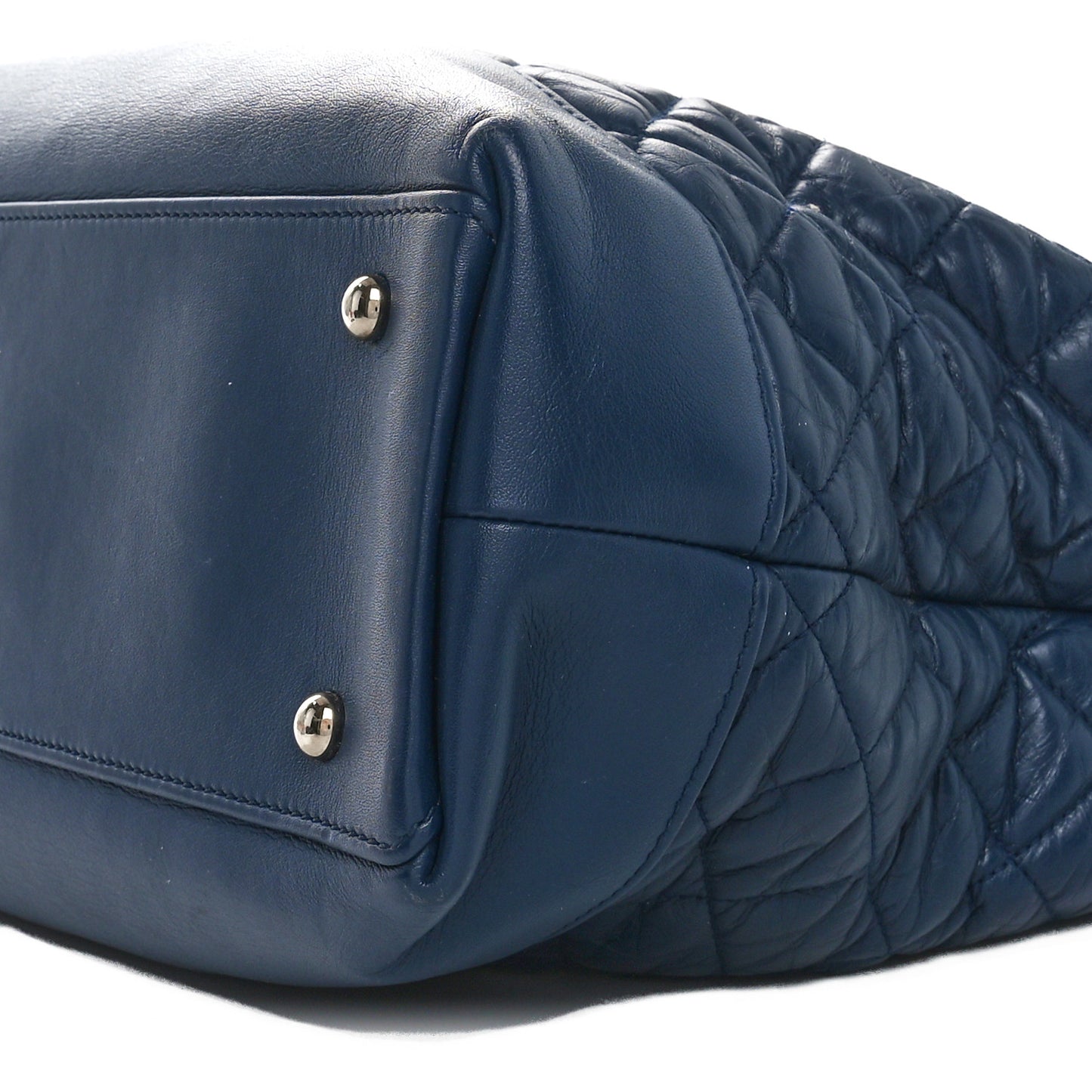 Aged Calfskin Quilted Be CC Tote Blue