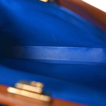Fendi Vitello Morgan Shiny Nappa Medium Peekaboo Iconic Satchel Cuoio Bluette 6 of 11