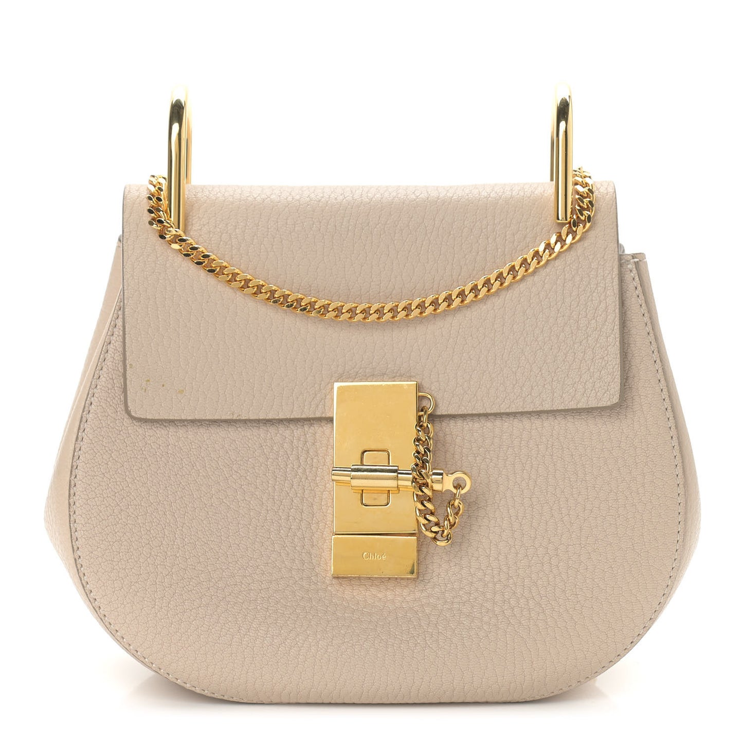Grained Lambskin Mini Drew Shoulder Bag Biscotti Beige