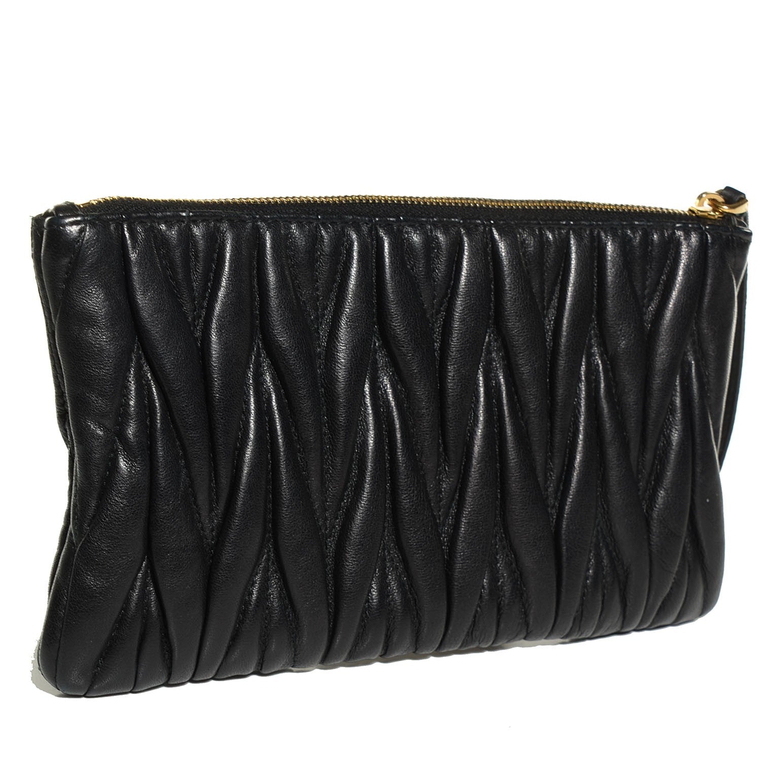Miu Miu Leather Matelasse Lux Clutch Black 3 of 8