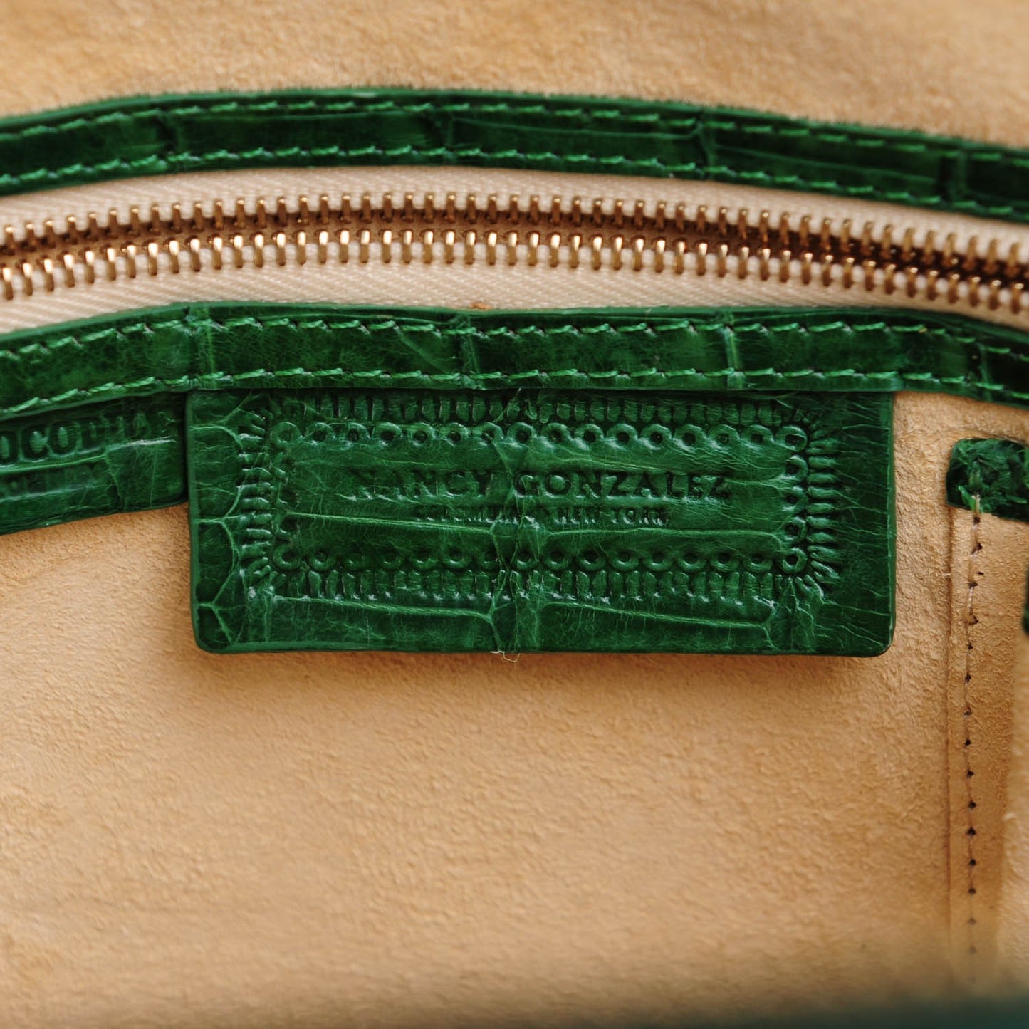 Crocodile Top Handle Tote Green