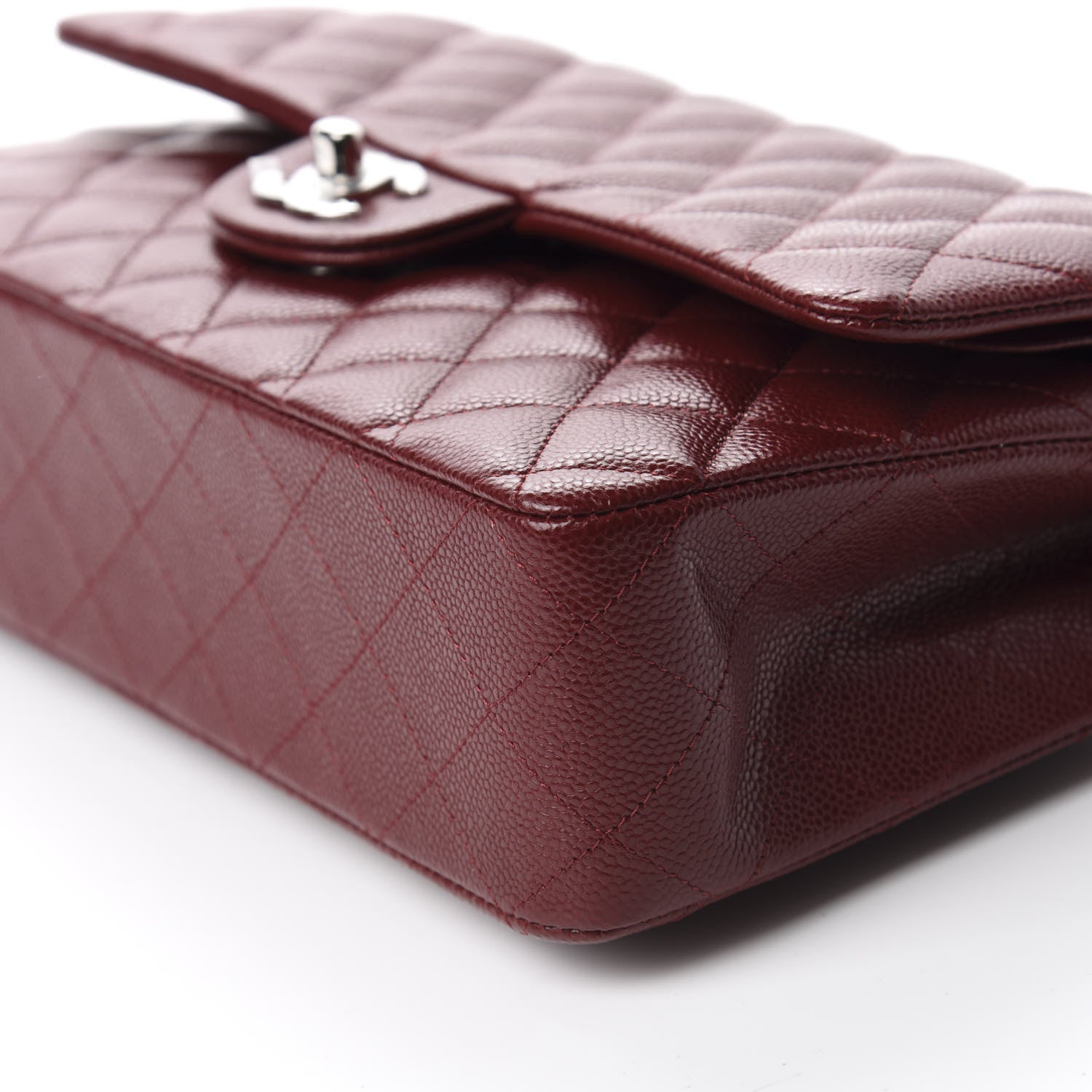 Chanel Caviar Quilted Medium Double Flap Dark Red 7 of 11