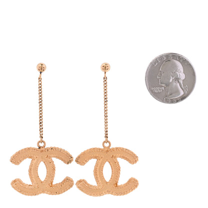 Chanel CC Drop Earrings Matte Gold 2 of 4