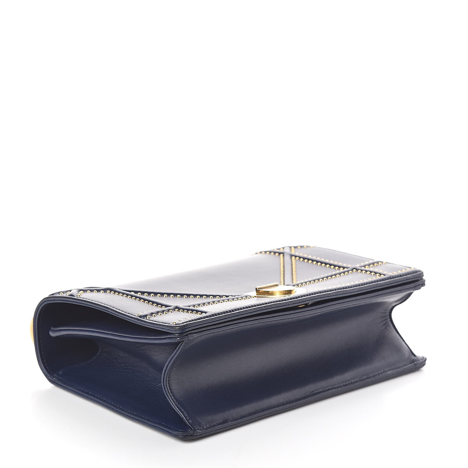 Christian Dior Lambskin Studded Medium Diorama Flap Bag Navy Blue 4 of 10