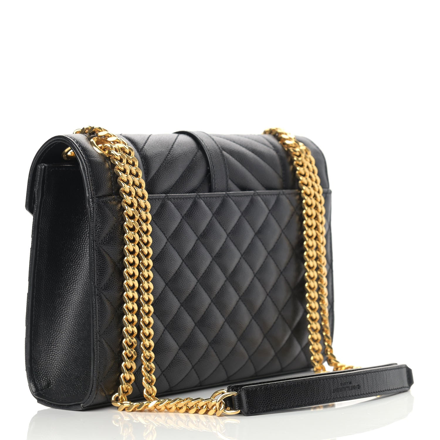 Saint Laurent Grain De Poudre Textured Mixed Matelasse Triquilt Medium Monogram Satchel Black 3 of 9