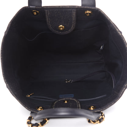 Chanel Lurex Canvas Medium Deauville Tote Navy Blue Gold 5 of 10