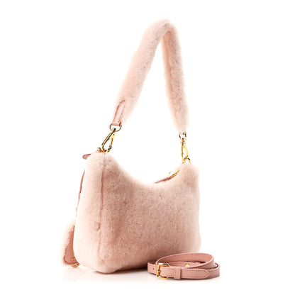 Prada Shearling Nappa Mini Re-Edition Shoulder Bag Orchidea 3 of 10