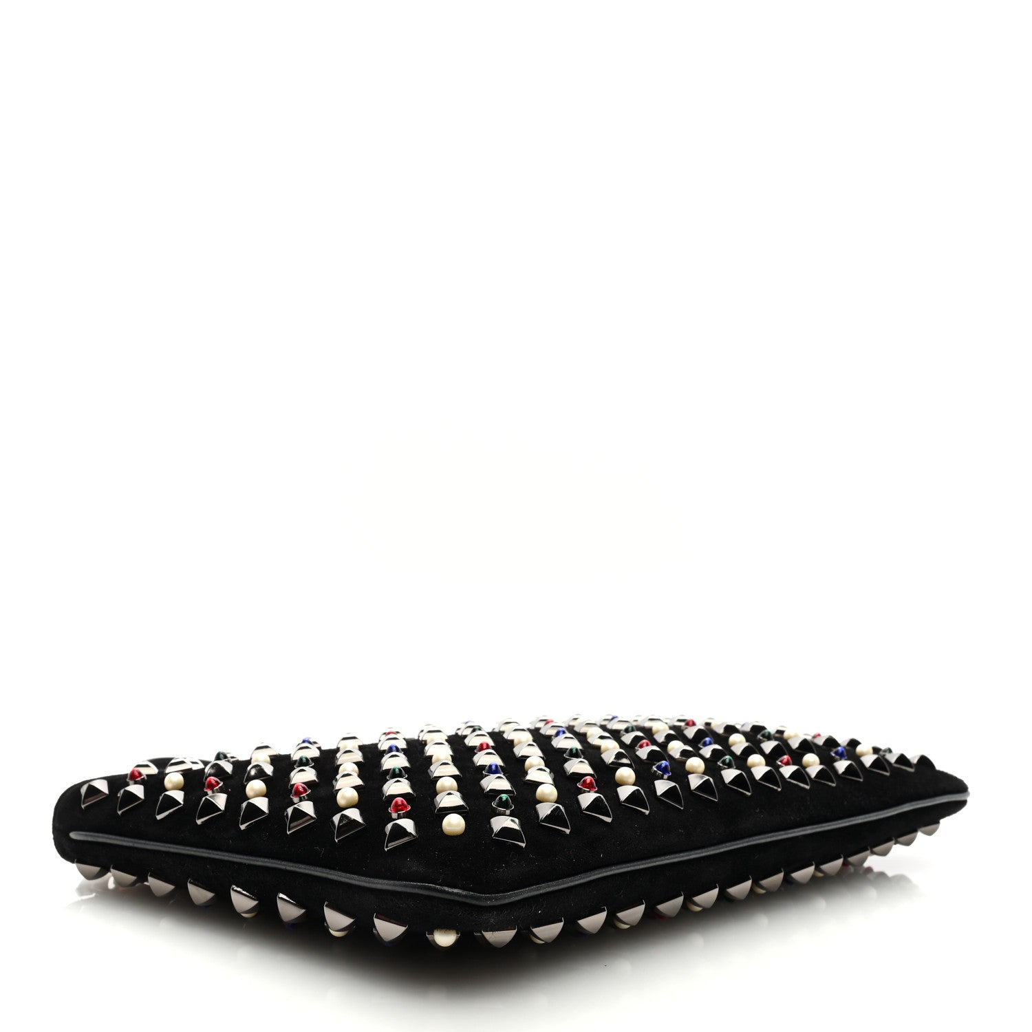 Christian Louboutin Suede Studded Loubiposh Tudor Clutch Black 4 of 8