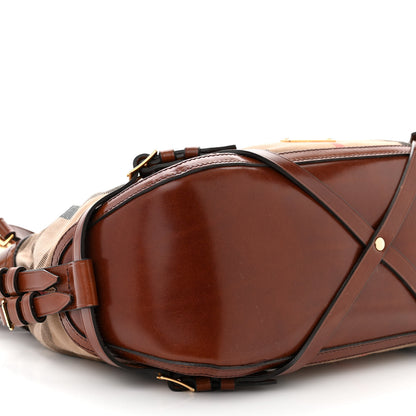Burberry House Check Bridle Calfskin Small Ledbury Hobo Dark Tan 10 of 12