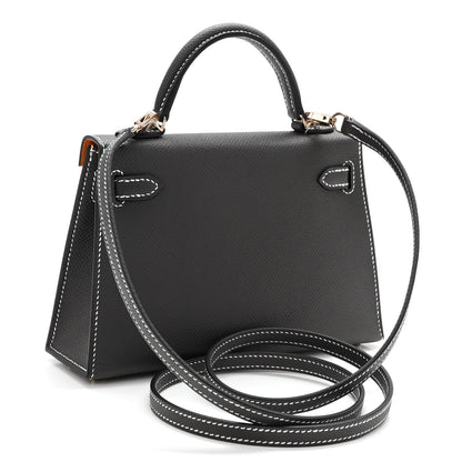 Hermes Epsom Horseshoe Mini Kelly Sellier 20 Graphite Orange 3 of 10