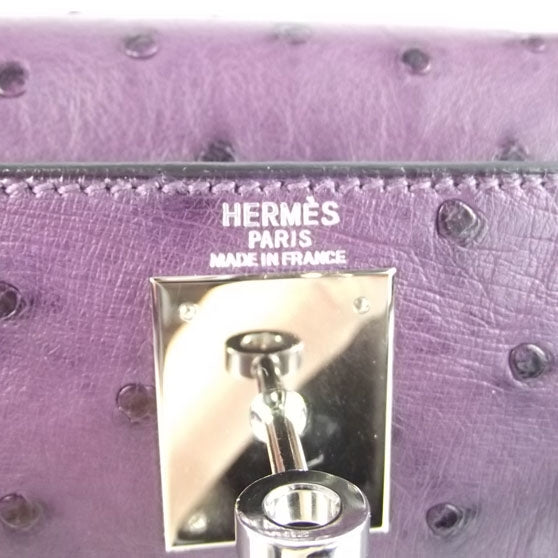 Hermes Ostrich Kelly 28 Handbag Violet 9 of 11