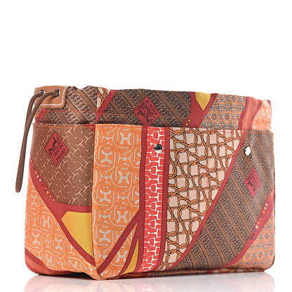 Hermes Silk Barenia Carre en Cravates Fourbi 25 MM Pouch Flamingo Pink Deer Brown 3 of 10