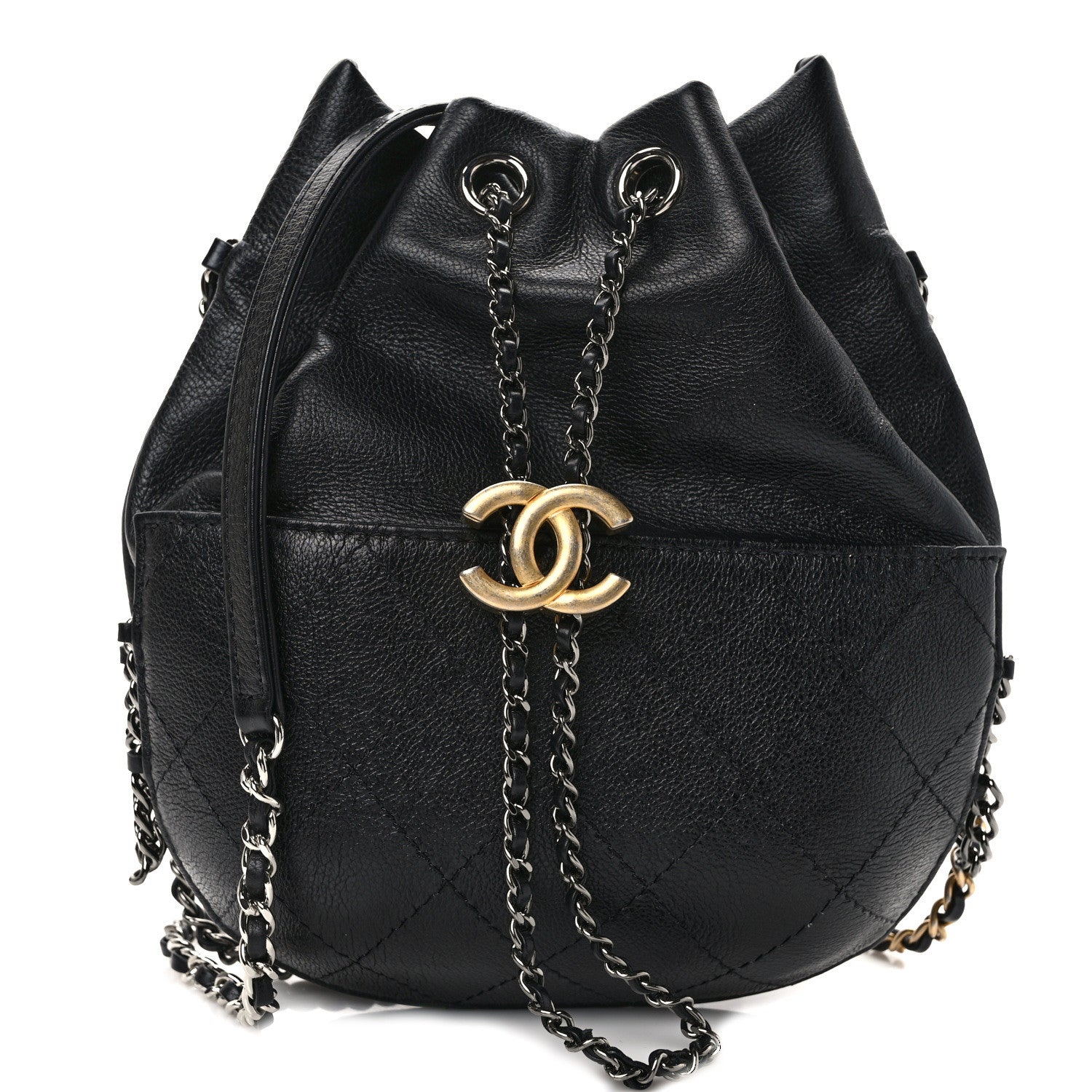 Chanel Calfskin Quilted Small Gabrielle Bucket Black 1 of 9