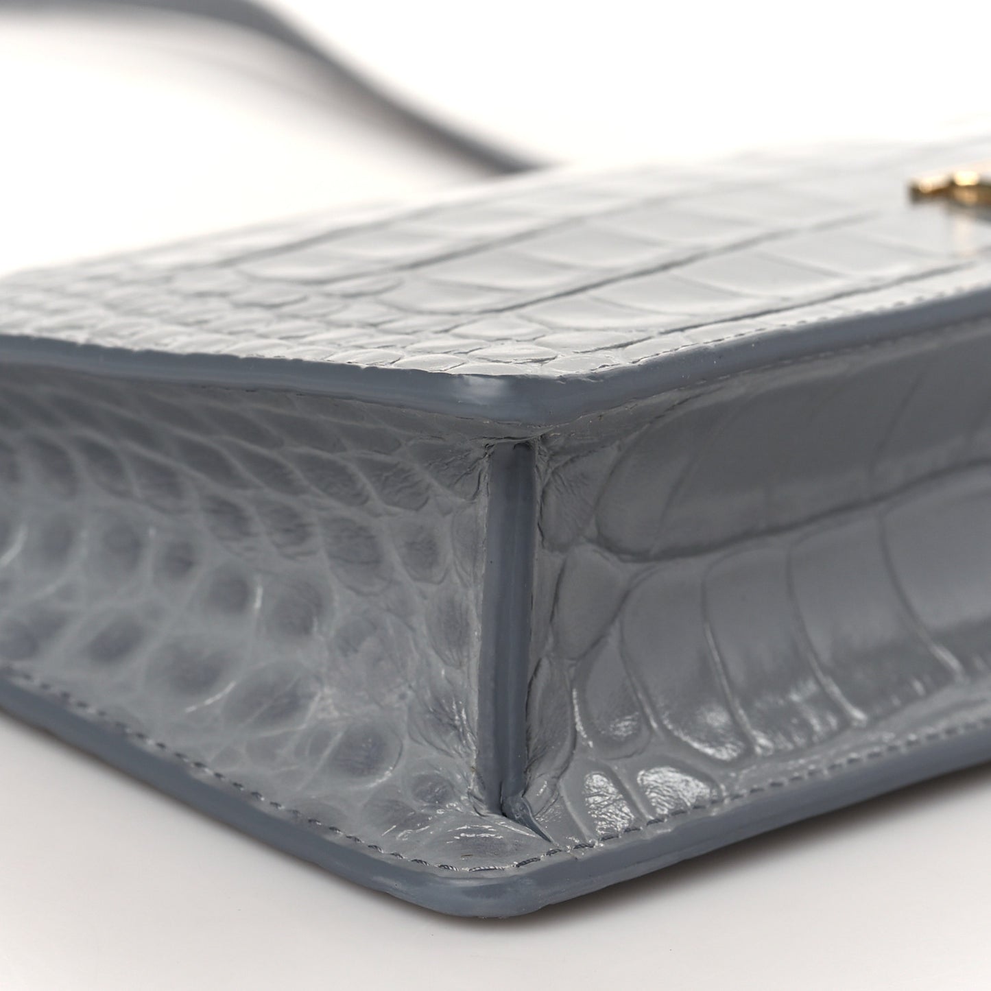 Calfskin Alligator Embossed Small TB Shoulder Bag Grey