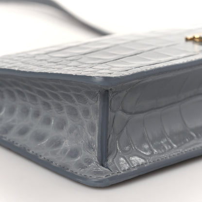 Burberry Calfskin Alligator Embossed Small TB Shoulder Bag Grey 6 of 7