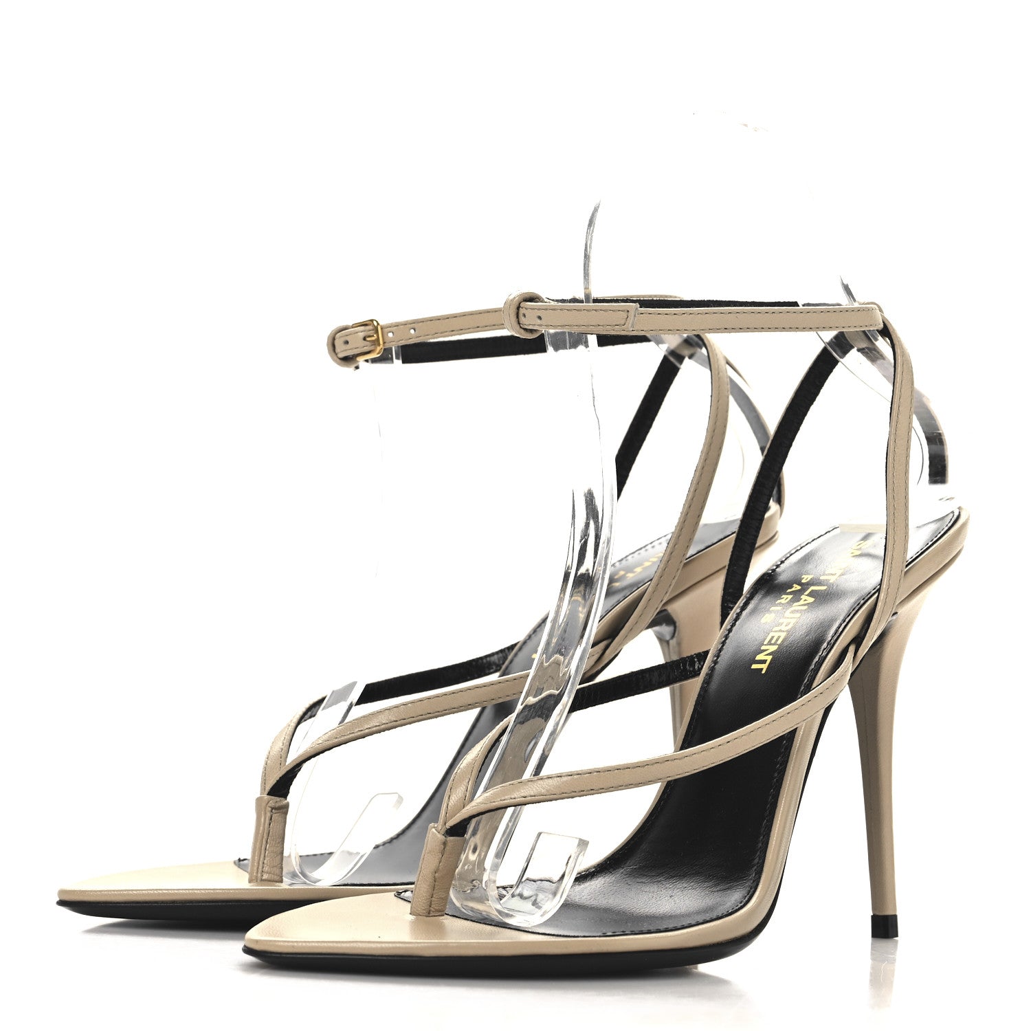 Saint Laurent Calfskin Nadja 105 Ankle Strap Sandals 36 Trench 4 of 10