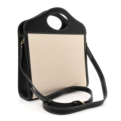 Burberry Canvas Smooth Calfskin Two Tone Mini Pocket Bag White Black 3 of 15