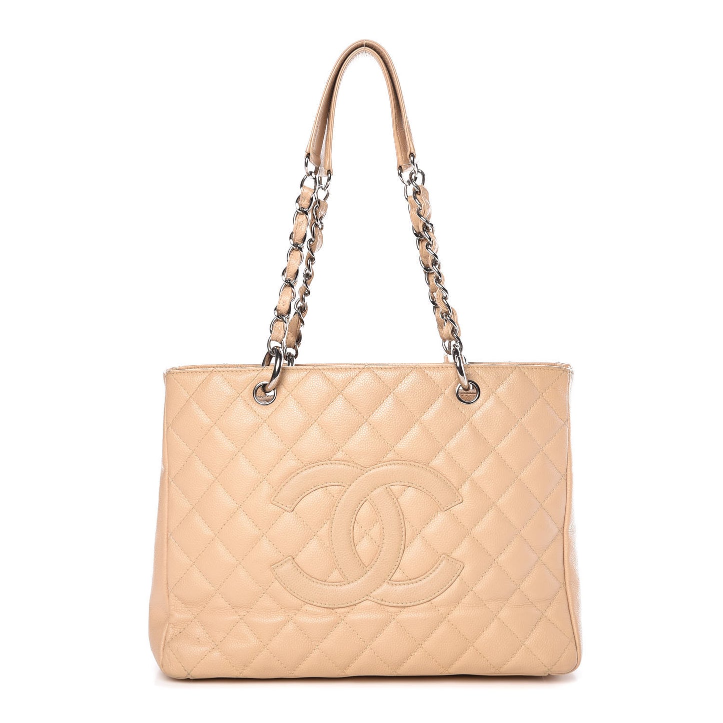 Caviar Quilted Grand Shopping Tote GST Beige Clair