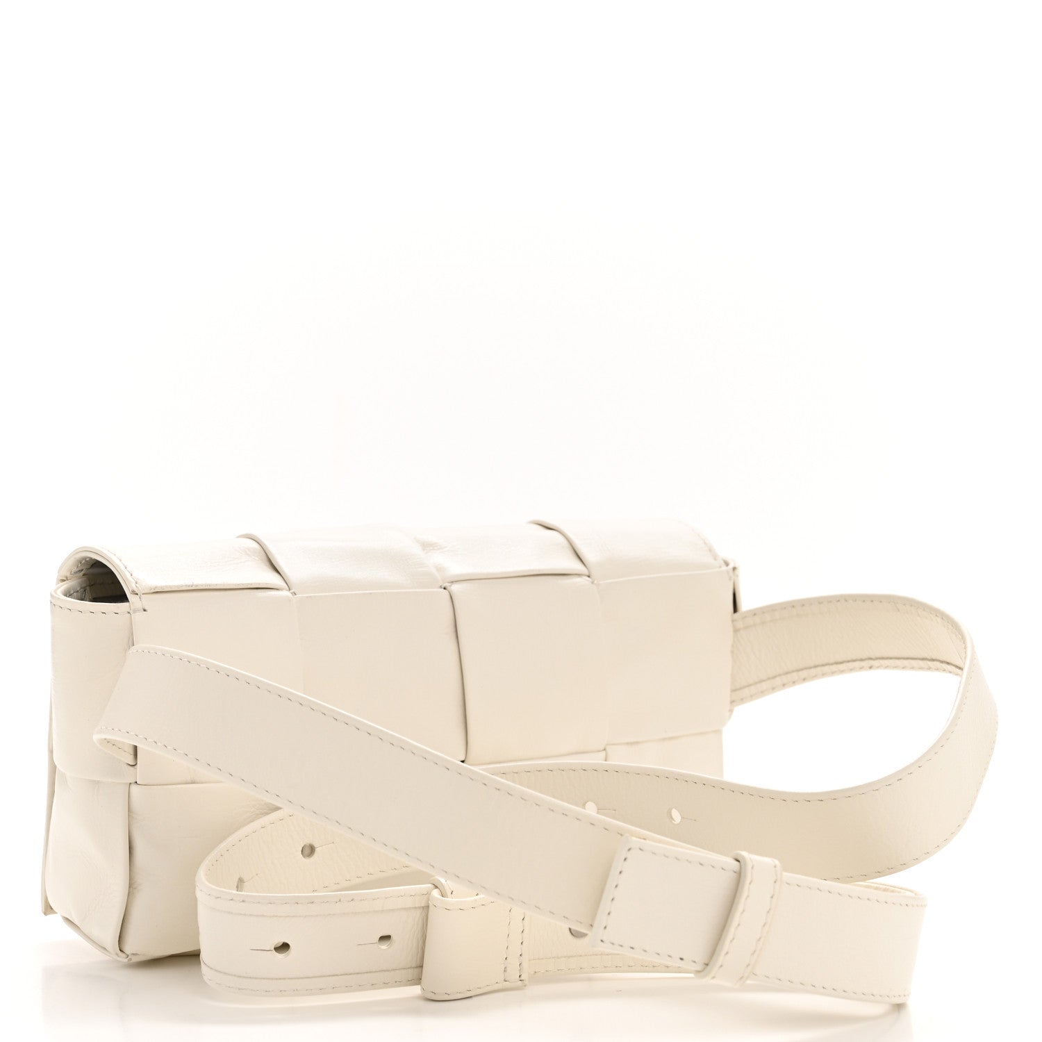 Bottega Veneta Paper Calfskin Intrecciato Cassette Belt Bag White 3 of 12
