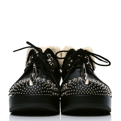 Gucci Calfskin Faux Shearling Studded Victor Ankle Boots 37.5 Black Mystic White 2 of 4