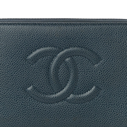 Chanel Caviar Large CC Timeless Zip Around Wallet Blue 9 of 13