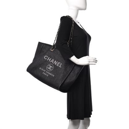 Chanel Woven Straw Raffia Large Deauville Tote Black 2 of 12
