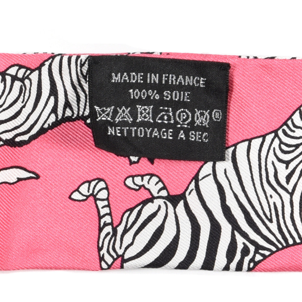 Hermes Silk Les Zebres Twilly Rose Bonbon Black 4 of 4