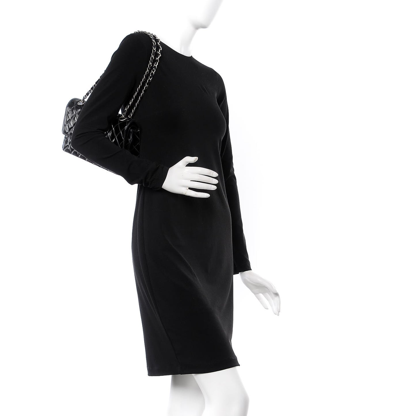 Patent Quilted Medium Double Flap Black