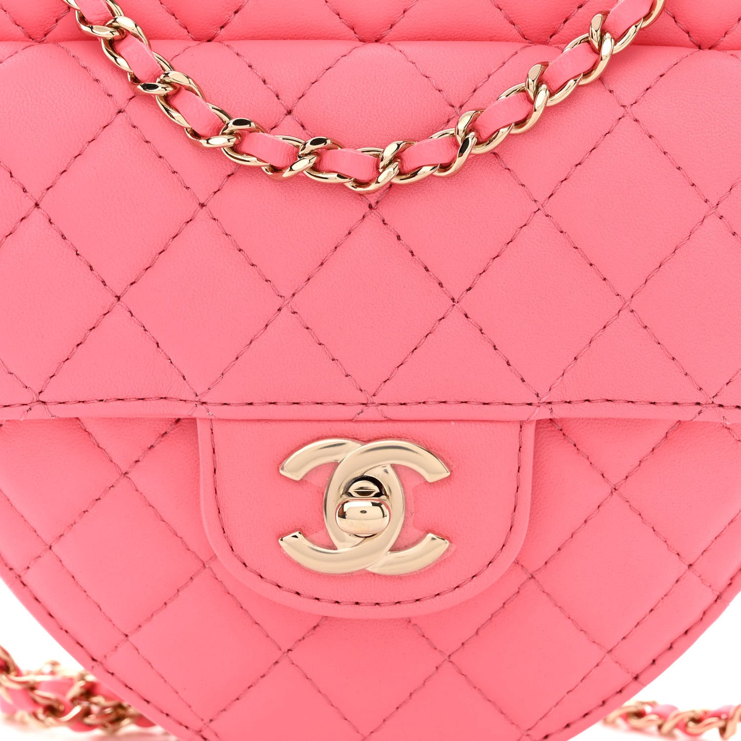 Lambskin Quilted CC In Love Heart Bag Pink