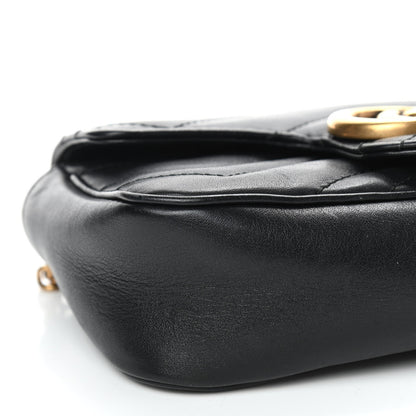 Gucci Calfskin Matelasse Super Mini GG Marmont Shoulder Bag Black 6 of 9