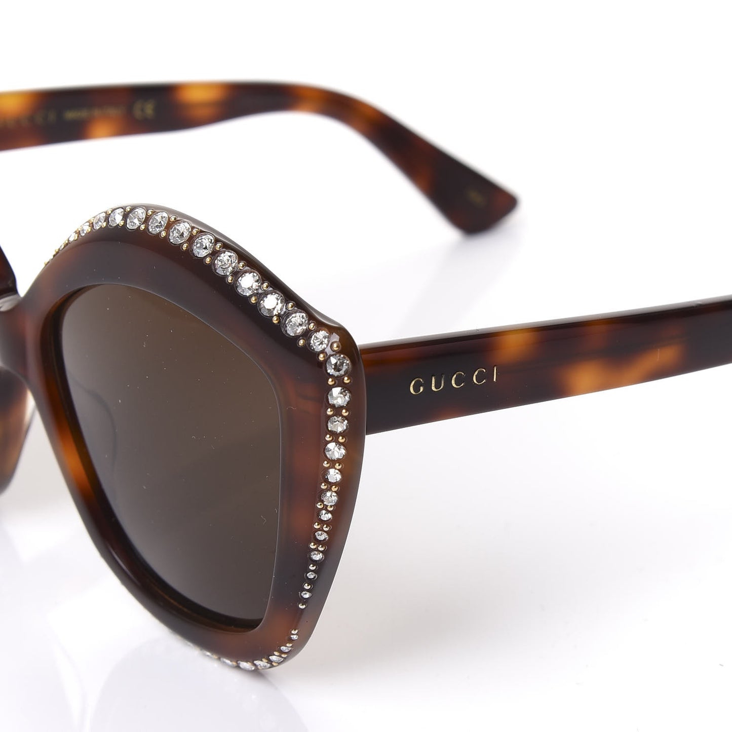 Crystal Cat Eye GG0118S Sunglasses Havana Brown