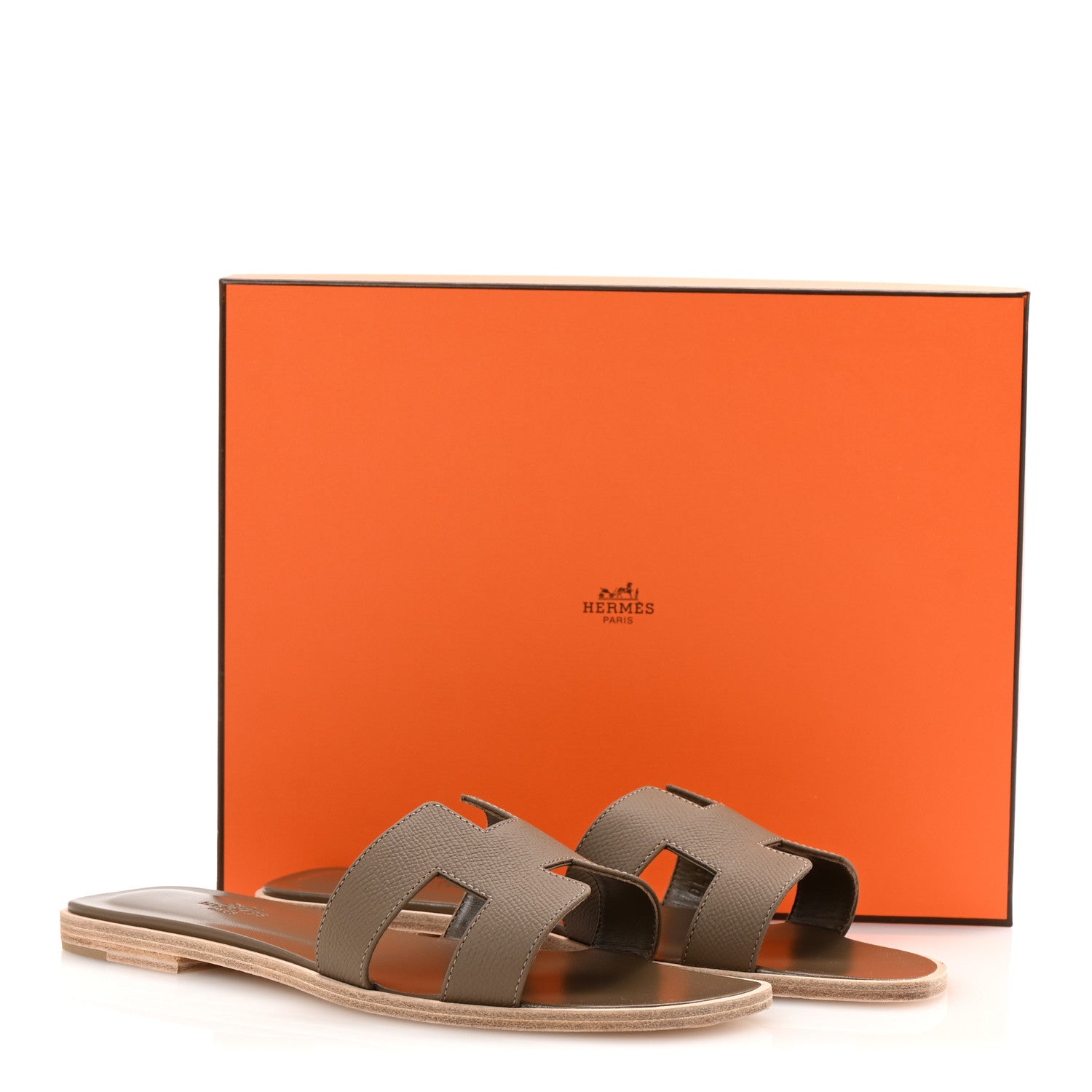 Hermes Epsom Oran Sandals 38.5 Etoupe 10 of 10