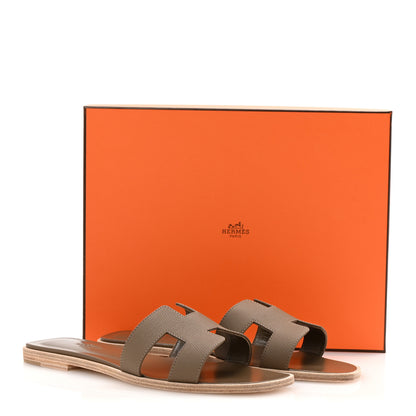 Hermes Epsom Oran Sandals 38.5 Etoupe 10 of 10