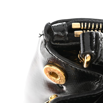 Prada Saffiano Vernice Medium Galleria Double Zip Tote Black 12 of 17