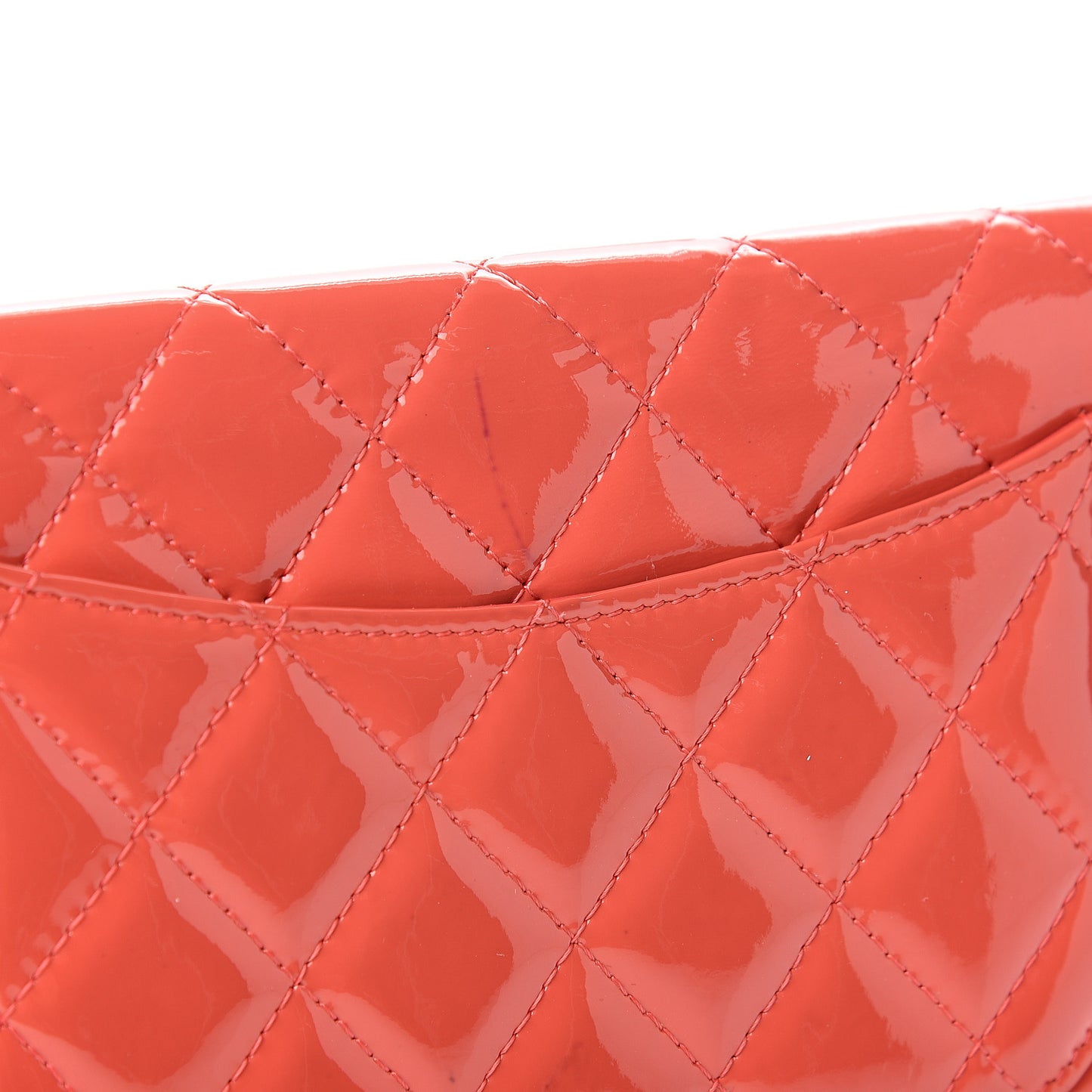Patent Quilted Large Flap Wallet Coral
