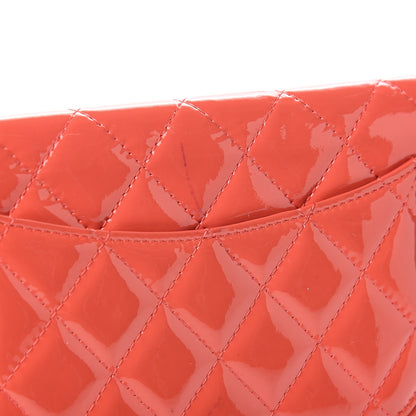 Chanel Patent Quilted Large Flap Wallet Coral 11 of 11