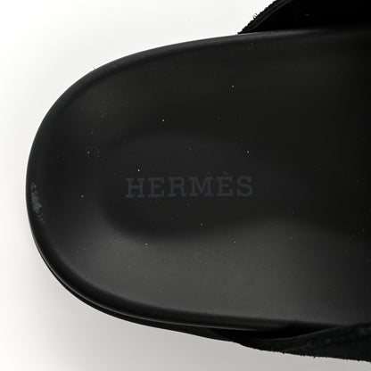 Hermes Suede Calfskin Go Mules 38.5 Black 7 of 10