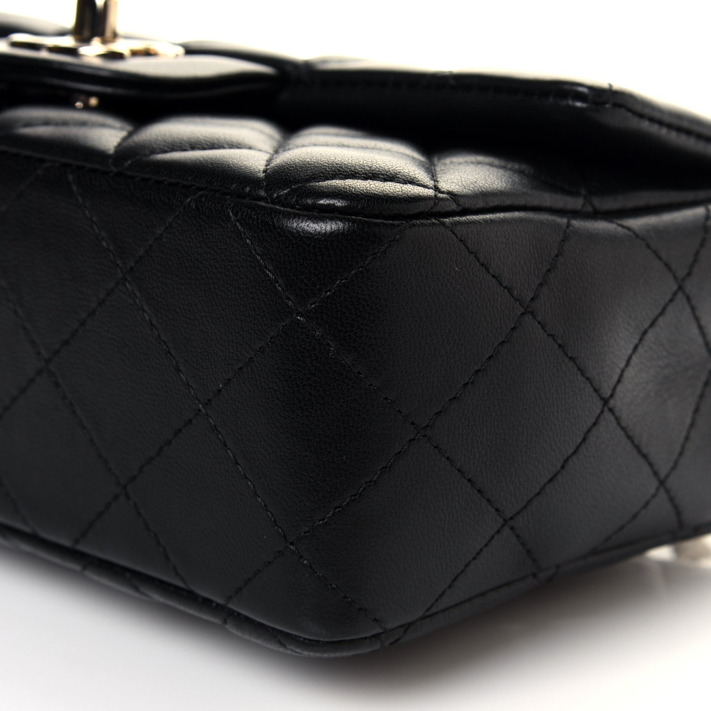 Lambskin Quilted Mini Rectangular Flap Black