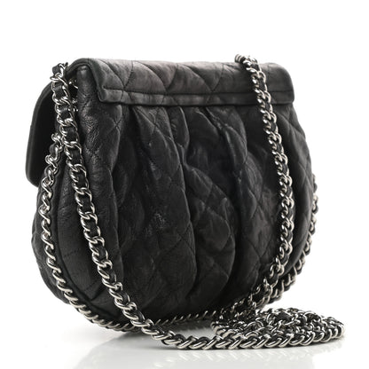 Chanel Washed Lambskin Quilted Medium Chain Around Messenger Black 3 of 10