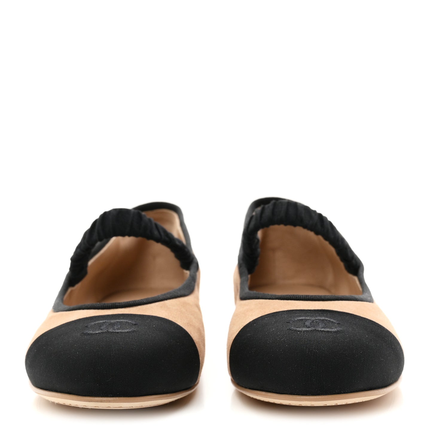 Suede Kidskin Grosgrain Mary Jane Flats 41 Beige Black