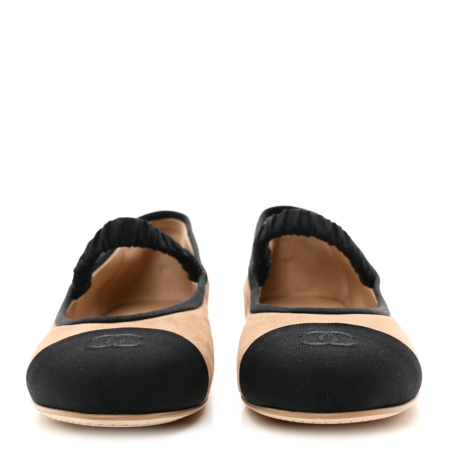 Chanel Suede Kidskin Grosgrain Mary Jane Flats 41 Beige Black 3 of 9